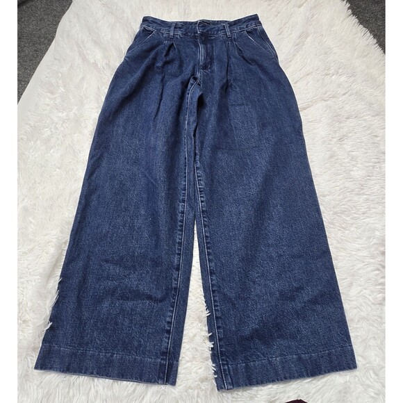 Banana Republic High Rise Wide Leg Dark Wash Trouser Jeans Size 8 Petite 29x28 - Picture 1 of 11